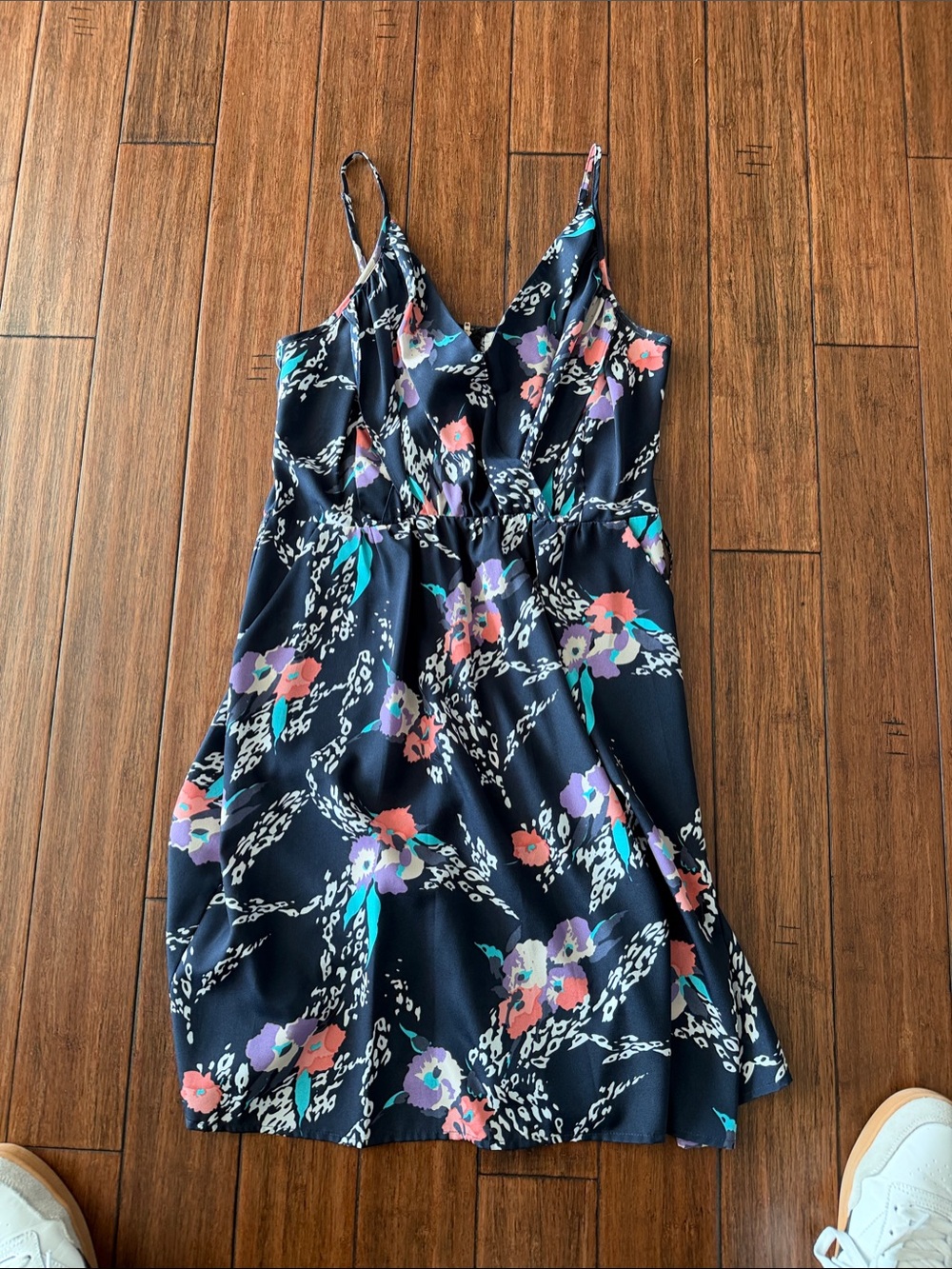 Yumi Kim Navy Floral Slip Dress with Pink, Purple & Teal Accents